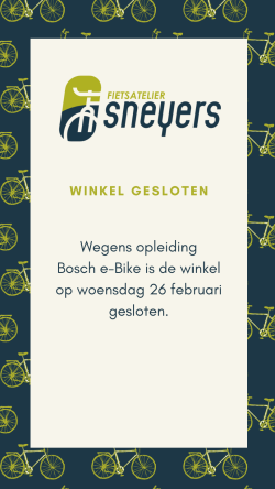 Gesloten op woensdag 26/02 opleiding Bosch eBike